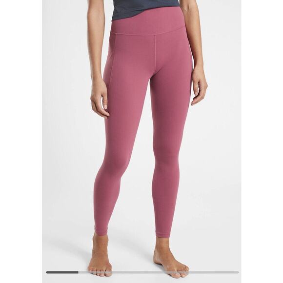 Athleta Leggings XS Petite Victorian Berry Salutation Stash Pocket Tight Workout - Picture 1 of 16